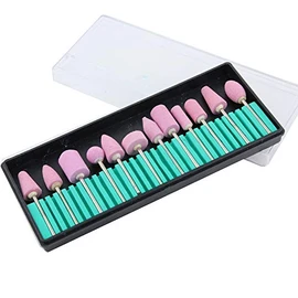 GreenLifeÂ® 12pcs Nail Drill Bits Kit Quartz Bit set Nail Drills Bits Stone Pink 3/32" Mill Cutters Electric Machine