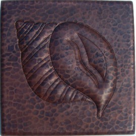 Fine Crafts Imports 4"x 4" Hand Hammered Concha Shell Mexican Copper Tile