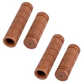 KKLM Basic Pattern Bicycle Handle Bike Grips Universal Black 2 Pairs Total 4 Pieces Short and Long Asymmetric Design Anti-Slip Cushion Reinforced Rubber Material Replacement for Mountain Bike Cross