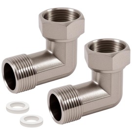 2 pieces 3/4 inch stainless steel movable screw connection, 304 stainless steel angle 90°, 3/4 inch male thread x 3/4 inch female thread, DN20 90 degree angle fitting for water installations and