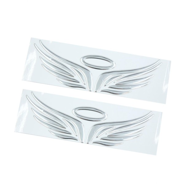 TUCKBOLD 2pcs Silver Tone Angel Wings Pattern Auto Car Sticker