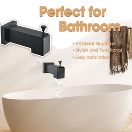 YASINU Square Tub Spout with Diverter, Matte Black