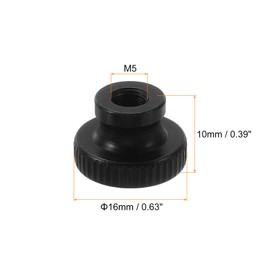 sourcing map Knurled Thumb Nuts, 8Pcs M5 Carbon Steel Nut High Head Through Hole for 3D Printer Part, Black