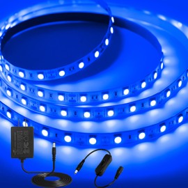iNextStation 12V LED Strip Light Blue, 16.4ft/5M SMD5050 LED Strip with Adapter & LED Switch, Flexible Cuttable LED Tape Light for Bedroom Kitchen Cabinet Bar Festival Home Indoor Decor