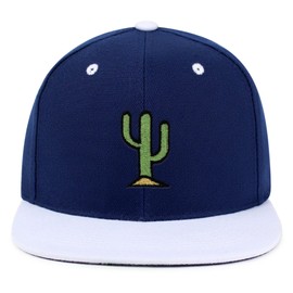 Cactus Hip-Hop Snapback Hat Embroidered Navy and White Two Tone Baseball Cap Desert Hot