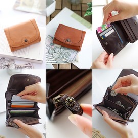 Dakota DA-32006 Women's Bi-fold Wallet, L-Shaped Zipper, Genuine Leather, red (bordeaux)