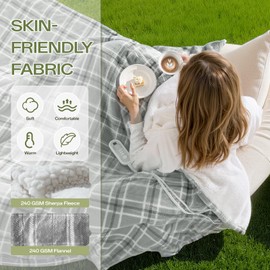 LunaHush Electric Blanket Heated Full Size-72" x 84" Heated Blanket with 8 Heat Levels & 10 Hours Auto Off, Fast Heating Sherpa Blankets with ETL & FCC Certification, Washable, Grey Plaid