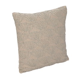 Creative Co-Op, Natural Hand-Embroidered Cotton and Linen Pillow with Seashell Pattern, Square