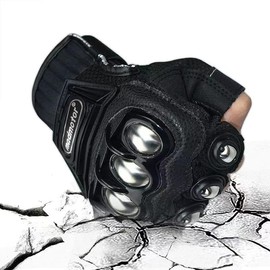 Outdoor Gloves, 1 Pair Steel Knuckle Motorcycle Motorbike Power Sports Racing Textile Safety Gloves, Riding Protective Gloves, Summer Outdoor Gloves For Men & Women, Protective Gear - Color: Black, Specification: L