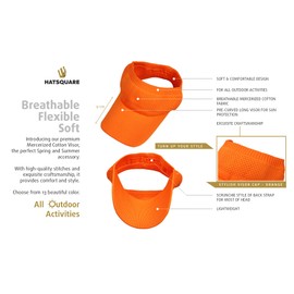 HATSQUARE Cotton Summer Women Visor, Mercerized Knitted Visor, Sports Sun Cap, Breathable Adjustable Athletic Visor - Orange