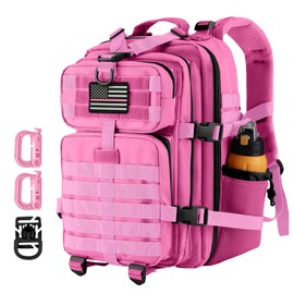 Hannibal Tactical 30L MOLLE Assault Pack, Tactical Backpack Military Army Camping Rucksack with Bottle Holder, 3-Day Pack, Pink