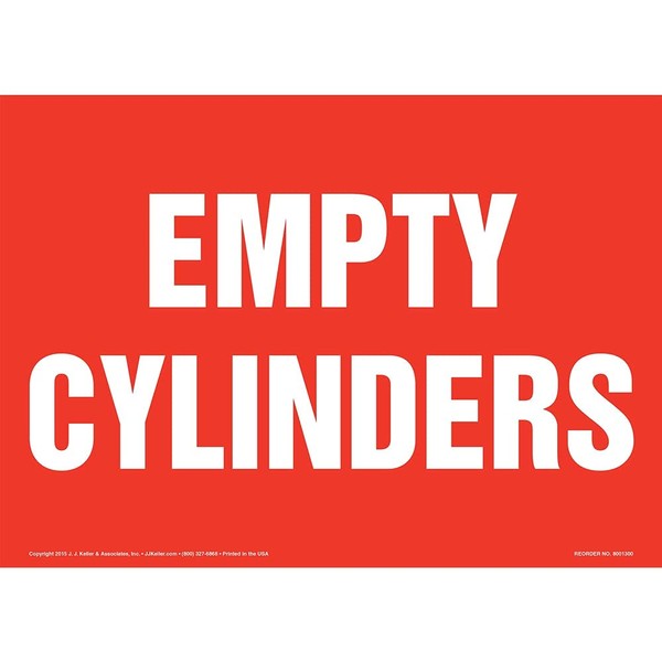Empty Cylinders Sign, 10" x 7" Permanent Self Adhesive Vinyl
