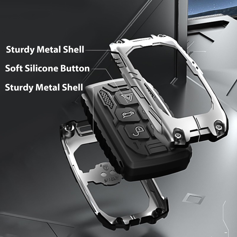 Aoocar Mech Style Heavy Metal Key Fob Cover, Compatible with