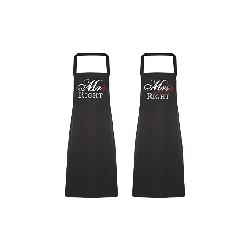 Couples Mr Right Mrs Always Right Black Apron Set Novelty