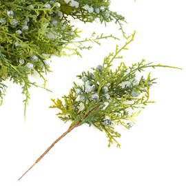 Factory Direct Craft Pack of 6 Artificial Juniper Cedar Sprays with Berries - Christmas Greenery Picks for Winter Indoor or Outdoor Holiday Decorations (10 Inches)