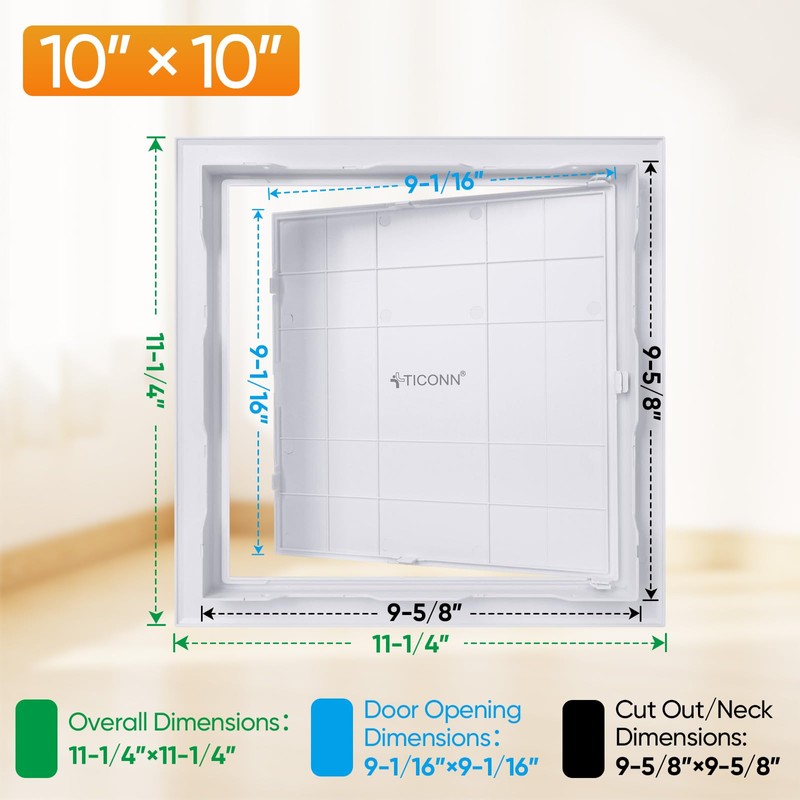 TICONN Access Panel for Drywall, 10 x 10 Inch ABS