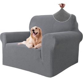 Ystyle Sofa Cover 1 Seater with Armrest, Stretch Sofa Cover Non-Slip, Modern Sofa Cover for Dogs Pets, Breathable Couch Cover with Elastic Bottom, Light Grey