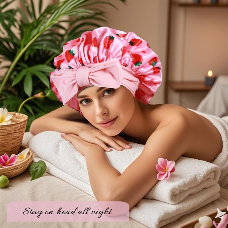 Heniho 1+3 gorros grandes de satén con coleteros para mujer,