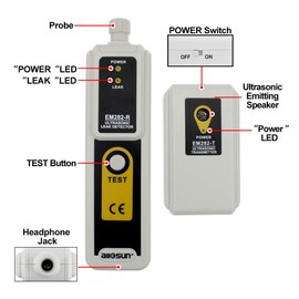 ALLOSUN Ultrasonic Leak Detector 40KHz±2KHz, Leak Tester Transmitter with Headphone (EM282)