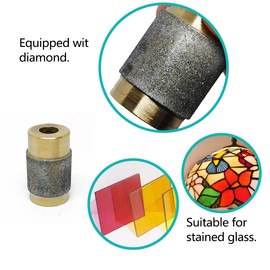 Jarshtime Glass Grinder Bits 4 PCS Diamond Stained Glass Grinding Wheel Includes 3/4 1/4 Inch Diamond Glass Grinder Heads