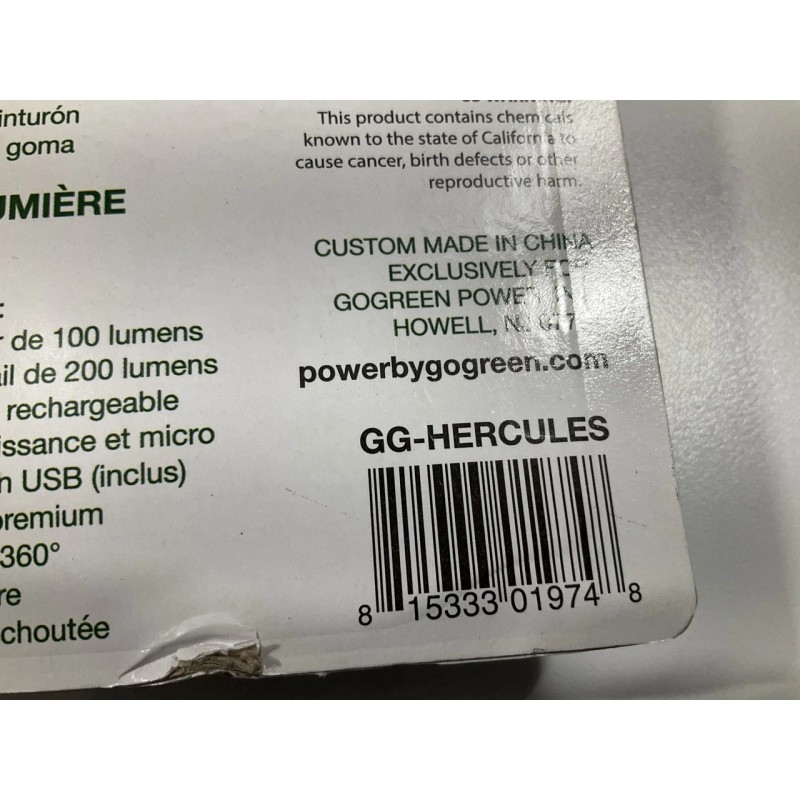 Go Green HERCULES COB LED Worklight Flashlight 200 Lumens, USB