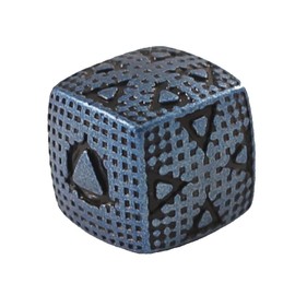 1 (One) Single IronDie: Solid Metal Italian Dice - Blue Smasher (Die-Cast Designer Six-Sided Die / d6)