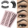 10Pairs Russian Style Strip Lashes D Curl Mink False Eyelashes