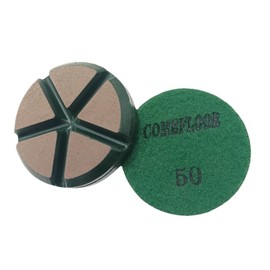 Hybrid Ceramic Transitional Diamond Polishing Pucks for Concrete Terrazzo Floor, 3 Inch Hook and Loop Aggressive Floor Grinding Discs, 50# 3PCS