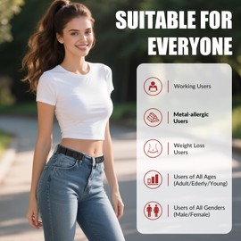 WERFORU 4 Pack No Buckle Invisible Stretch Belt Buckle-Free Elastic Belt for Women and Men Metal Free No Nickle/Metal，Black+Coffee+Blue+Grey，Suit for waist size 35"-53"