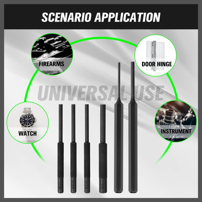 7-Piece Premium Roll Pin Starter Punch and Install Punch Set