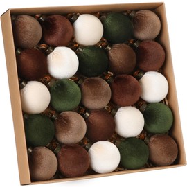 Sea Team 25-Pack Flocked Velvet Cloth Christmas Tree Ball Ornaments Set, Hanging Velour Baubles, Shatterproof Plastic Decorations for Xmas Tree, Wreath, Garland, 60mm/2.36 Inches, Prairie Fall