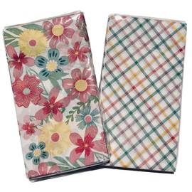 Spring Fling 2-ply Lattice Floral Guest Towels Paper Buffet Napkins, Set of 2-16 ct Each