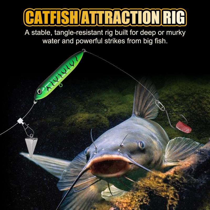 Catfish Rig with Rattle Float, Pre-Assembled Fishing Rig for Catfish,