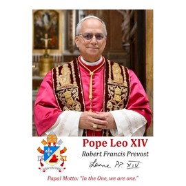 Keeping God in Sports Pope Leo XIV, Robert Francis Prevost, LAMINATED Prayer Card (3-pack) with a Free Bonus Card of Divine Mercy and One of the Footprints Story