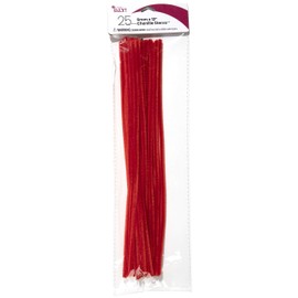Cousin DIY Red Chenille Pipe Cleaners, 6mm x 12 inch, 25 Pack