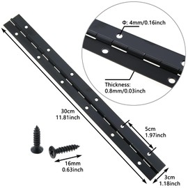 LUORNG 2PCS 12 Inch Black Stainless Steel Hinge with Screws Heavy Duty Piano Hinge Folding Cabinet Butt Hinge Suitable for Wardrobe Door Tool Box Jewellery Box