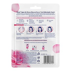 NIVEA Agua de Rosas Mascarilla Facial en Tela (1 pieza) - Hidratante Facial de Larga Duración con Ácido Hialurónico para una Piel Radiante y Fresca - 