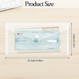FYY 10PCS Plastic Envelopes - Clear Poly Envelopes File Folders Bag, Translucent A6 Size Bill Booklet Wallet with Button Closure for Office Supplies, 9.96 x 5.12 Inches, Assorted Color
