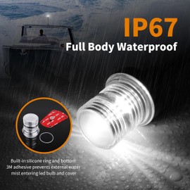 RVZONE Stern Lights for Boats, 12 inch 180° Fold Down Anchor Light IP67 Navigation Lights 360° White LED Boat Lights for Pontoon, Bimini Top, Yacht (Gray)