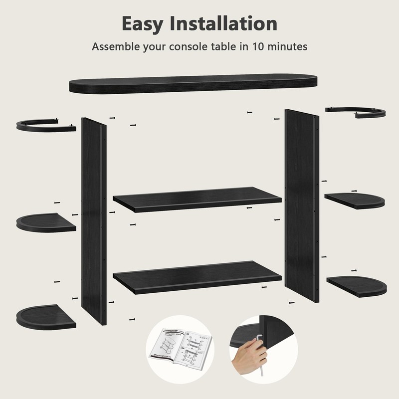 Gewudraw 39” Console Table with Storage, 3 Tier Entryway Table