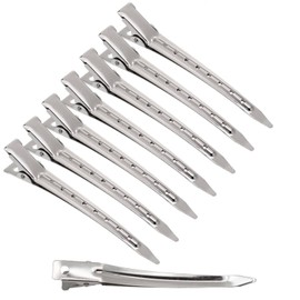 MtnLaur 24Pcs Duck Billed Hair Clips for Styling Sectioning, Metal Hair Clips for Women Long Hair, Metal Alligator Curl Clips for Hair Roller Salon (Silver)