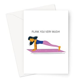 Plank You Very Much! Greeting Card | Funny Thank You Very Much Card, Yogi In Plank Position Thank You Card, Yoga, Pilates, Gratitude Card