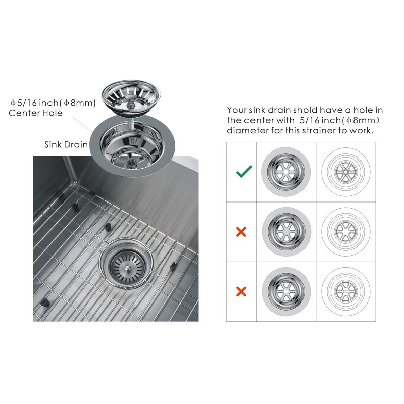 KANARY Kitchen Sink Basket Strainer Replacement for Standard Drains (3-1/2