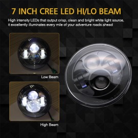 usparts888 Pair Fit Dodge Dart 64-1976 Raider 7" Round Projector LED Headlights Hi/Lo Beam