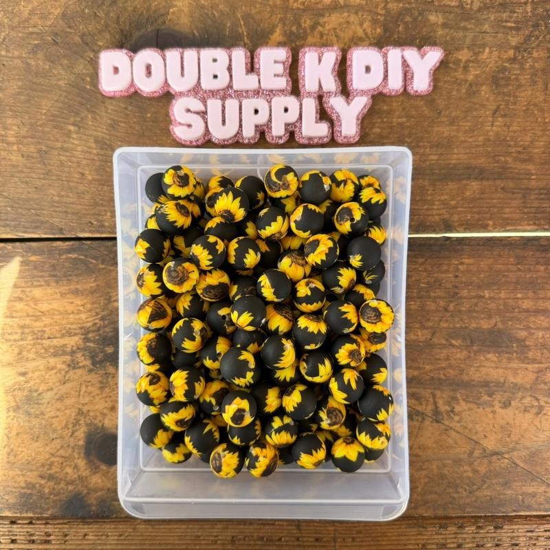 15mm Printed Silicone Beads - 10pc:_Mini Checkered