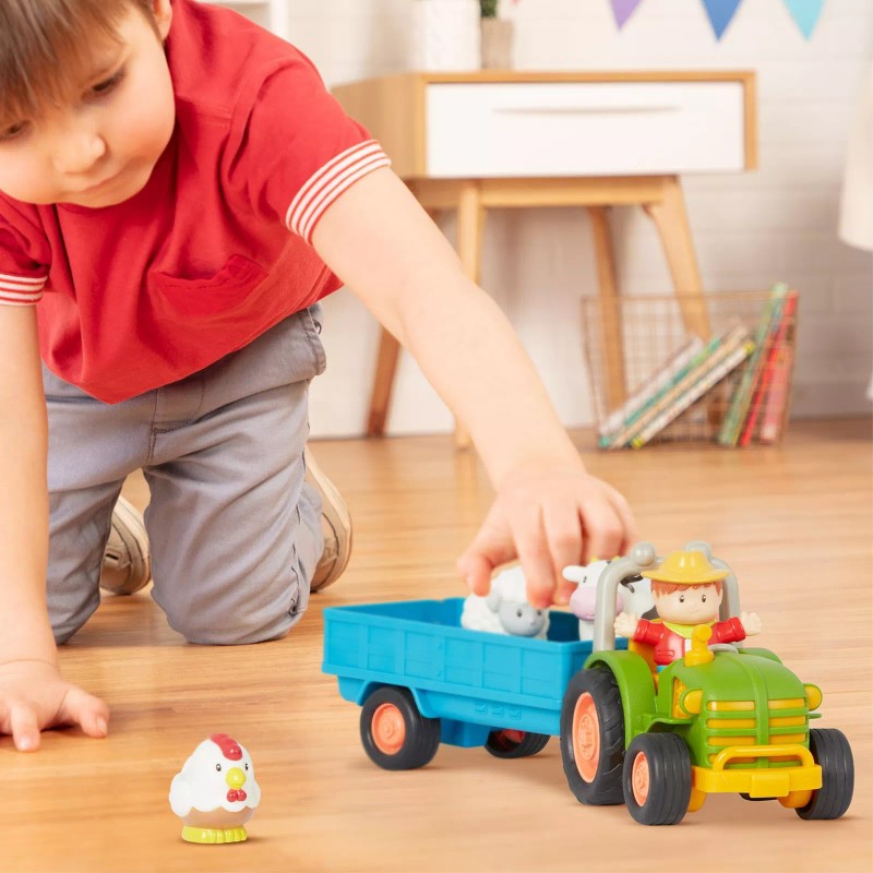 Battat Musical Farm Tractor Toy Set with Animals Lights Sounds