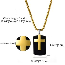 OIDEA Necklace with Jesus Dog Tag Cross Pendant: Dog Tag Prayer Bible Cross Pendant Stainless Steel for Men Women Jesus Vintage Crucifix with Chain Wheat Chain Gold/Black/Silver, Stainless Steel