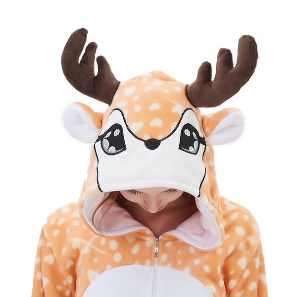 ABENCA Kids Deer Onesie Reindeer Costume Animal Girls Pajamas Christmas Halloween Cosplay Sleepwear.Dear.140
