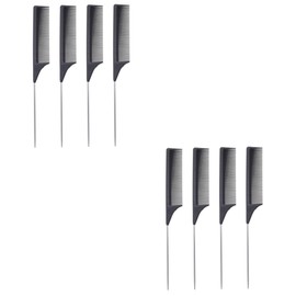 Minkissy 2sets Professional Barber Combs Tail Comb Carbon Fiber Hair Cutting Tool 4pcs*2