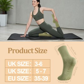 Zuimei 4 Pairs Pilates Socks with Grips Non Slip Yoga Socks for Women Long Pilates Grip Sock Grippy Athletic Sock for Yoga Ballet Sports Fitness Dance Barefoot Workout Home Hospital